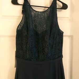 Azazie navy blue floor length dress